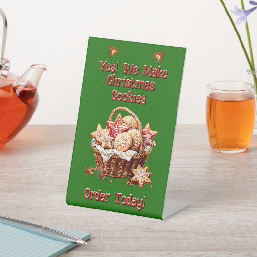 Volledig bewerkbare kerstkoekjes reclamebord met voetstuk (Insitu)