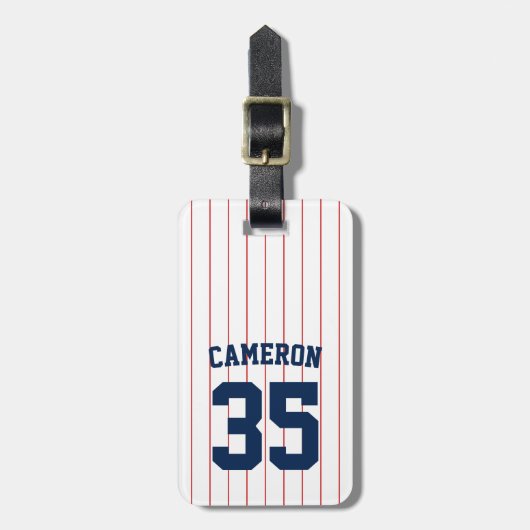 Volledig bewerkbare kleuren Baseball Jersey Stripe Bagagelabel (Voorkant verticaal)