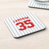 Volledig bewerkbare kleuren Baseball Jersey Stripe Bier Onderzetter (Linkerzijde)