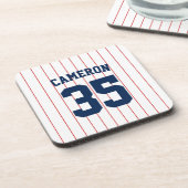 Volledig bewerkbare kleuren Baseball Jersey Stripe Bier Onderzetter (Linkerzijde)