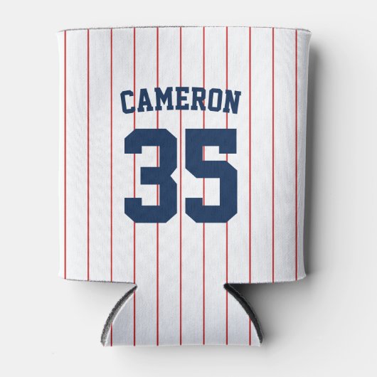 Volledig bewerkbare kleuren Baseball Jersey Stripe Blikjeskoeler (Voorkant)