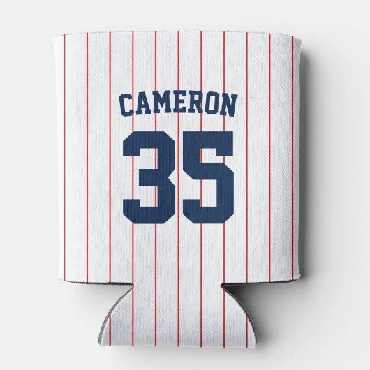 Volledig bewerkbare kleuren Baseball Jersey Stripe Blikjeskoeler (Achterkant)