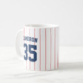 Volledig bewerkbare kleuren Baseball Jersey Stripe Koffiemok (Voorkant links)