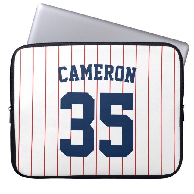Volledig bewerkbare kleuren Baseball Jersey Stripe Laptop Sleeve (Voorkant)