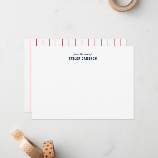 Volledig bewerkbare kleuren Baseball Jersey Stripe Notitiekaartje (Voorkant / Achterkant in situ)