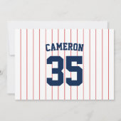 Volledig bewerkbare kleuren Baseball Jersey Stripe Notitiekaartje (Achterkant)