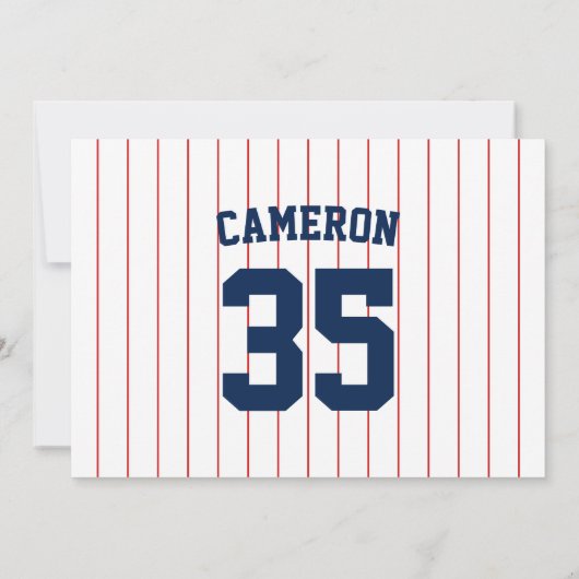 Volledig bewerkbare kleuren Baseball Jersey Stripe Notitiekaartje (Achterkant)