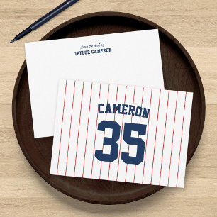 Volledig bewerkbare kleuren Baseball Jersey Stripe Notitiekaartje
