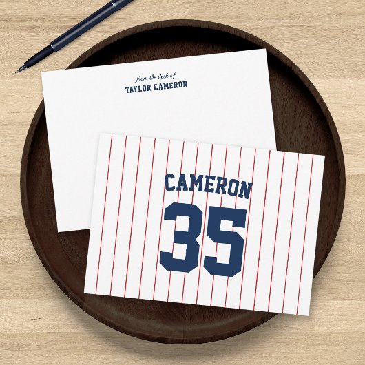 Volledig bewerkbare kleuren Baseball Jersey Stripe Notitiekaartje