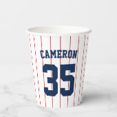 Volledig bewerkbare kleuren Baseball Jersey Stripe Papieren Bekers (Achterkant)