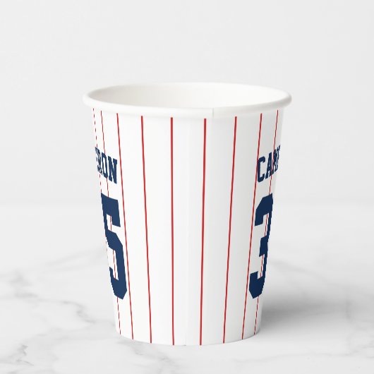 Volledig bewerkbare kleuren Baseball Jersey Stripe Papieren Bekers (Rechts)
