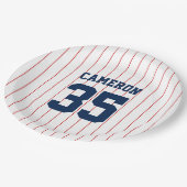 Volledig bewerkbare kleuren Baseball Jersey Stripe Papieren Bordje (Gekanteld)