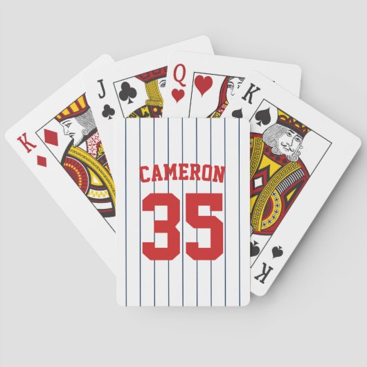 Volledig bewerkbare kleuren Baseball Jersey Stripe Pokerkaarten (Achterkant)