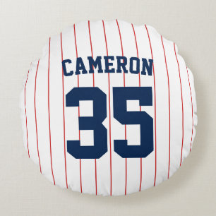 Volledig bewerkbare kleuren Baseball Jersey Stripe Rond Kussen