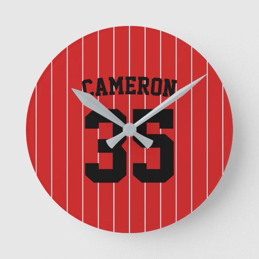 Volledig bewerkbare kleuren Baseball Jersey Stripe Ronde Klok (Voorkant)