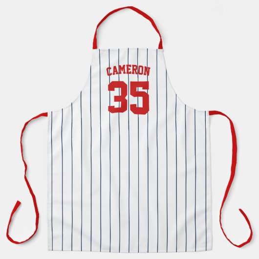 Volledig bewerkbare kleuren Baseball Jersey Stripe Schort (Voorkant)