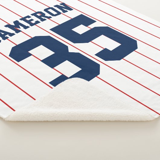 Volledig bewerkbare kleuren Baseball Jersey Stripe Sherpa Deken (3/4)