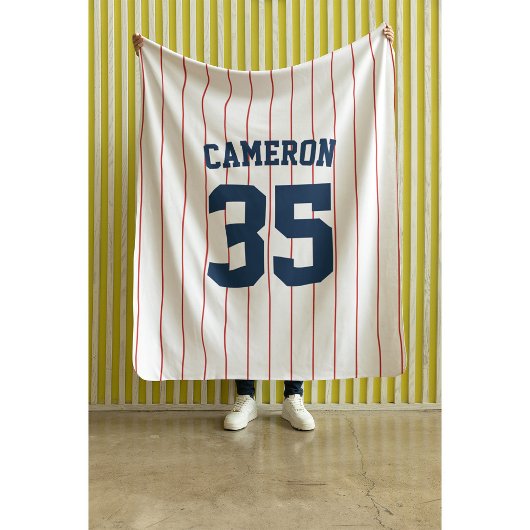 Volledig bewerkbare kleuren Baseball Jersey Stripe Sherpa Deken