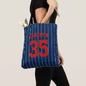Volledig bewerkbare kleuren Baseball Jersey Stripe Tote Bag (Dichtbij)