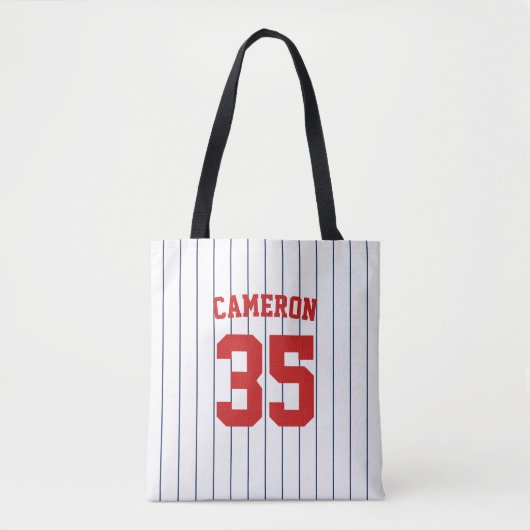 Volledig bewerkbare kleuren Baseball Jersey Stripe Tote Bag (Voorkant)