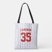 Volledig bewerkbare kleuren honkbalshirt strepen n tote bag (Achterkant)