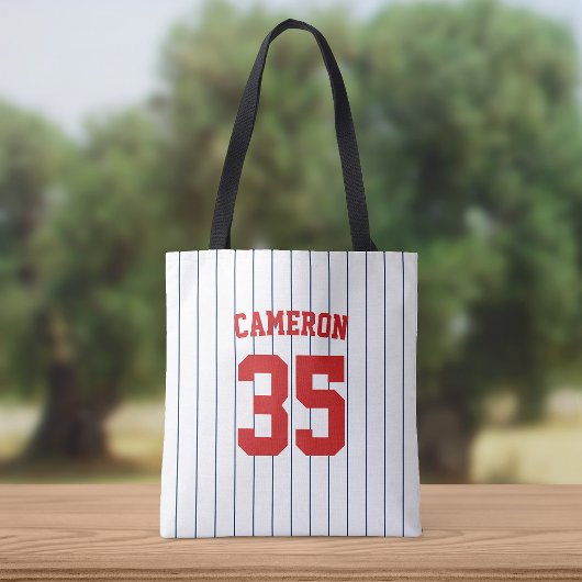 Volledig bewerkbare kleuren honkbalshirt strepen n tote bag