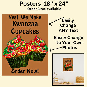 Volledig bewerkbare Kwanzaa Cupcakes Poster