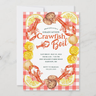 Volledig bewerkbare tekst Crawfish Boil uitnodigin Kaart