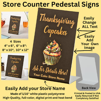 Volledig bewerkbare Thanksgiving Cupcakes, Cake St Reclamebord Met Voetstuk