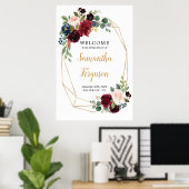 Volledig bewerkbare weelderige bordeauxrode bruids poster (Thuiskantoor)