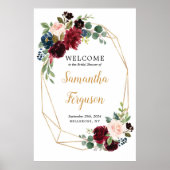 Volledig bewerkbare weelderige bordeauxrode bruids poster (Voorkant)