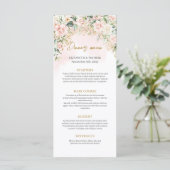 Volledig bewerkbare zacht roze rozen goud Wedding Menu (Staand voorkant)