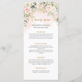 Volledig bewerkbare zacht roze rozen goud Wedding  Menu