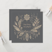 Volledig  Boho Bloemenkrans Kaart (Voorkant / Achterkant in situ)