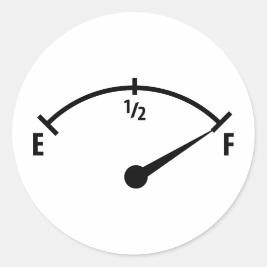 volledig brandstofindicatorpictogram ronde sticker (Voorkant)