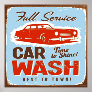 VOLLEDIG CAR-WASH VOOR SERVICE POSTER