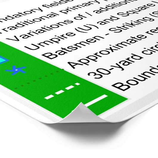 Volledig diagram van cricketposities poster (Hoek)