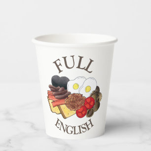 Volledig Engels Breakfast UK British Food Cuisine Papieren Bekers