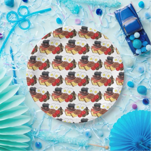 Volledig Engels ontbijt Brits ontbijt - Britse Din Papieren Bordje (Feest)