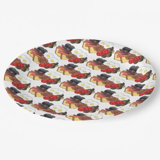 Volledig Engels ontbijt Brits ontbijt - Britse Din Papieren Bordje (Gekanteld)