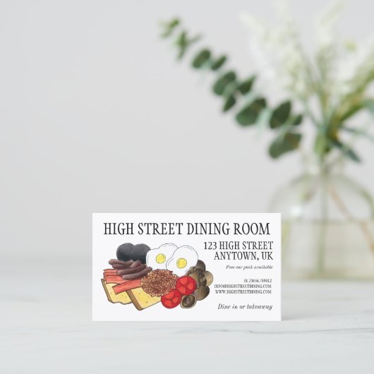 Volledig Engels ontbijt Brits ontbijt - Britse Din Visitekaartje (Staand voorkant)