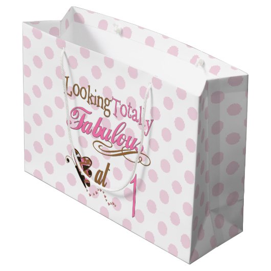 Volledig Fabulous 1st Birthday Large Cadeautasje (Achterkant Gekanteld)