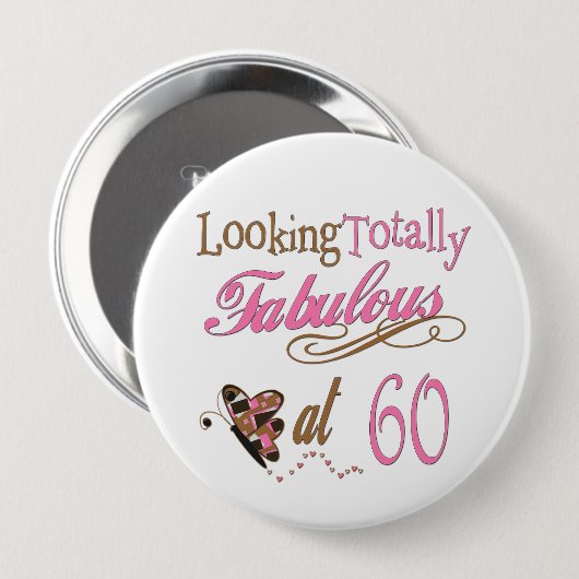 Volledig Fabulous 60th Birthday Ronde Button 4,0 Cm (Voorkant /achterkant)