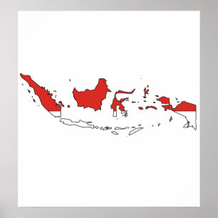 Volledig formaat van de Indonesische vlaggenkaart Poster