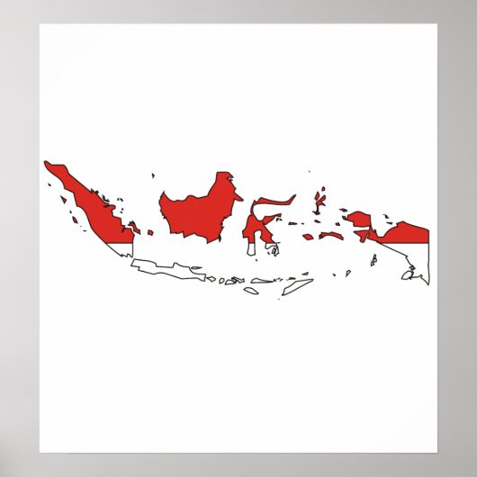 Volledig formaat van de Indonesische vlaggenkaart Poster (Voorkant)