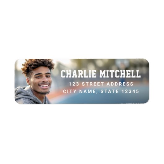 Volledig foto retouradres afstuderen etiket (Voorkant)