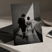 Volledig foto zwart-wit script bruiloft kaart