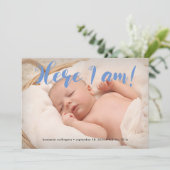 Volledig fotografschets hier ben ik Blue Boy Birth Aankondiging (Staand voorkant)