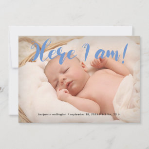 Volledig fotografschets hier ben ik Blue Boy Birth Aankondiging