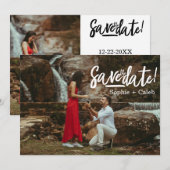 Volledig fotontwerp met modern lettertype save the date (Voorkant / Achterkant)